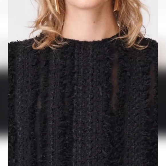 ZARA Limited Edition TEXTURED MINI DRESS Black Tweed Wool Viscose size M - Picture 6 of 16